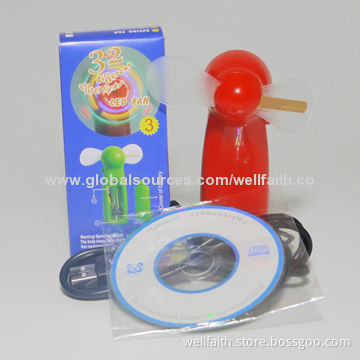 Wholesale LED USB Handle Fan, Sized 11.3*6.3*4.8cm, Made of ABS + PVC Materials